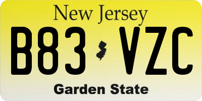 NJ license plate B83VZC