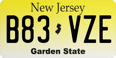NJ license plate B83VZE