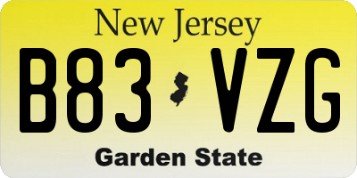 NJ license plate B83VZG