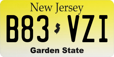 NJ license plate B83VZI