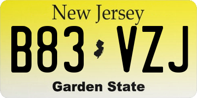 NJ license plate B83VZJ