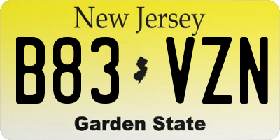 NJ license plate B83VZN