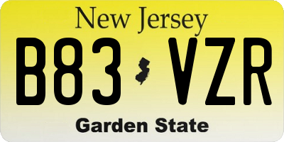 NJ license plate B83VZR