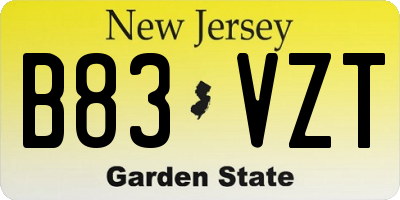 NJ license plate B83VZT