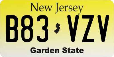 NJ license plate B83VZV