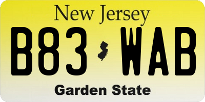 NJ license plate B83WAB