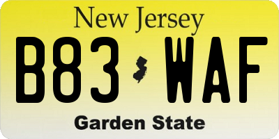 NJ license plate B83WAF