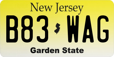 NJ license plate B83WAG