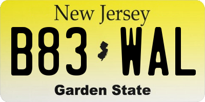 NJ license plate B83WAL