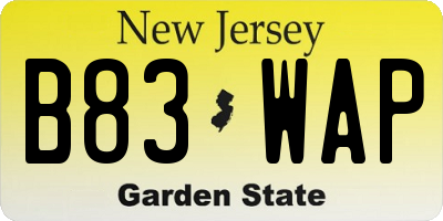 NJ license plate B83WAP