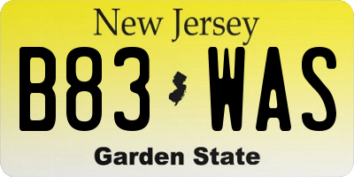 NJ license plate B83WAS