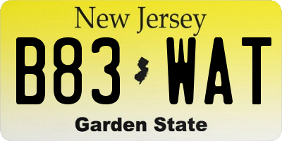 NJ license plate B83WAT