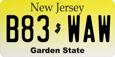 NJ license plate B83WAW