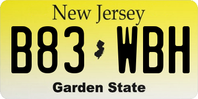 NJ license plate B83WBH