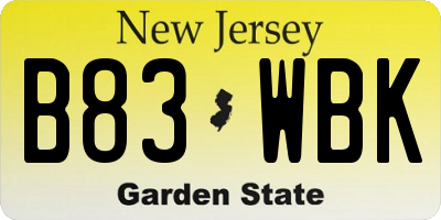 NJ license plate B83WBK