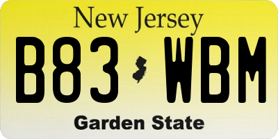 NJ license plate B83WBM