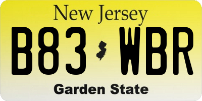 NJ license plate B83WBR