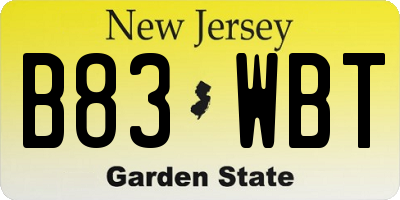 NJ license plate B83WBT