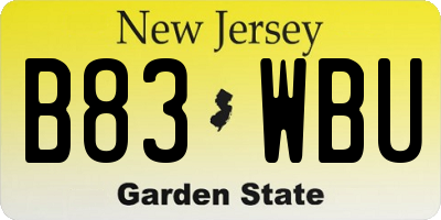NJ license plate B83WBU