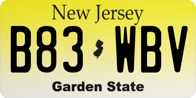 NJ license plate B83WBV