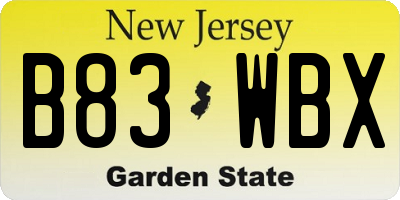 NJ license plate B83WBX