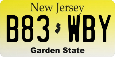 NJ license plate B83WBY