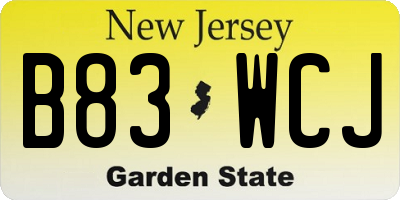 NJ license plate B83WCJ