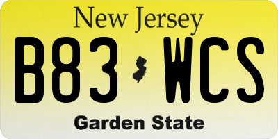 NJ license plate B83WCS