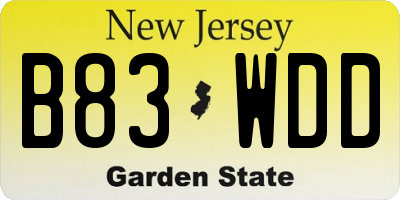 NJ license plate B83WDD