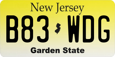 NJ license plate B83WDG