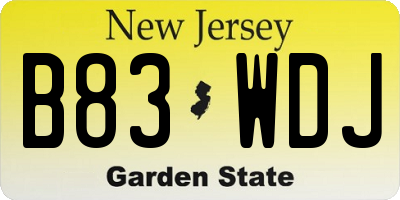 NJ license plate B83WDJ