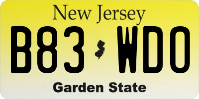 NJ license plate B83WDO