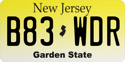 NJ license plate B83WDR