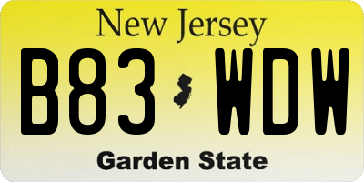 NJ license plate B83WDW