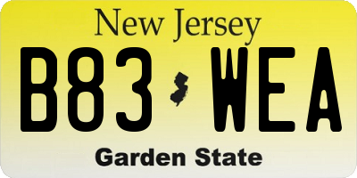 NJ license plate B83WEA