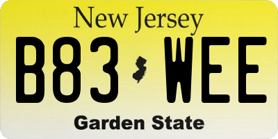 NJ license plate B83WEE