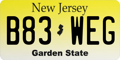 NJ license plate B83WEG