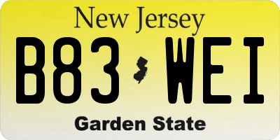 NJ license plate B83WEI