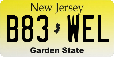 NJ license plate B83WEL