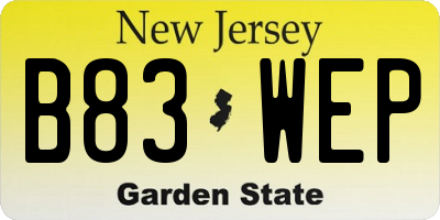 NJ license plate B83WEP