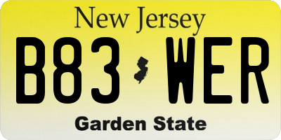 NJ license plate B83WER