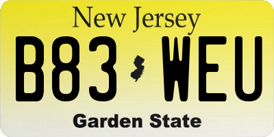 NJ license plate B83WEU