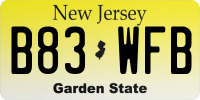 NJ license plate B83WFB