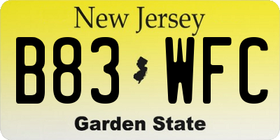 NJ license plate B83WFC