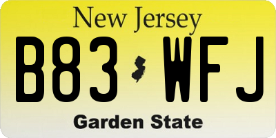 NJ license plate B83WFJ