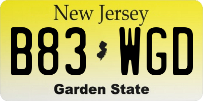 NJ license plate B83WGD