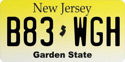 NJ license plate B83WGH