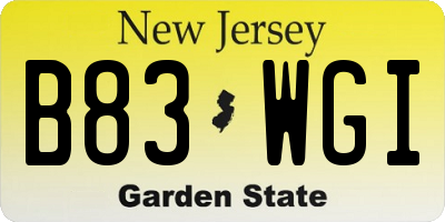 NJ license plate B83WGI