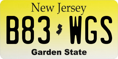 NJ license plate B83WGS