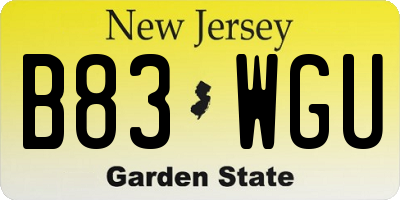 NJ license plate B83WGU